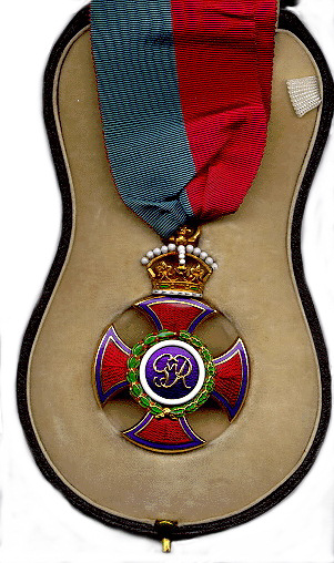 Description: This is the Order of Merit given Bertrand Russell by King George VI on June 9, 1949. This image has been reduced to 50%. Click here to see it at 100%. Archive Box Number: Black Medal Box Date: 1949