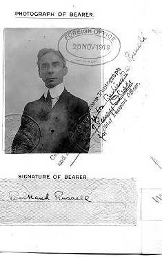Person(s) in Photograph: Bertrand Russell Description: Bertrand Russell's passport photograph and signature, 1919. Archive Box Number: RA2 *712 Date: 1919